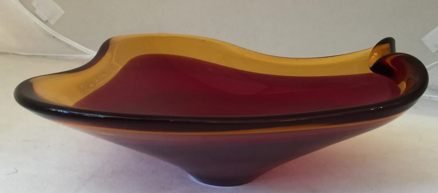 pièce décorative en cristal de murano rouge et ambre