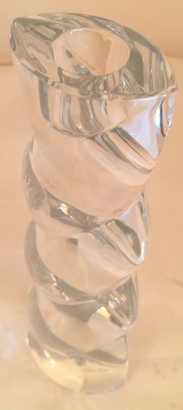 pezzo decorativo in vetro di murano a forma di spirale, trasparente