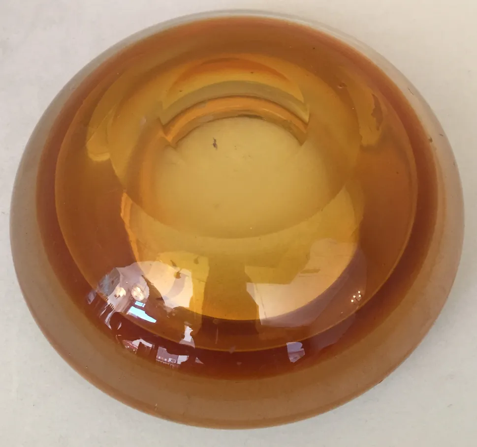 antik murano-glas in bernsteinfarbe, runde form