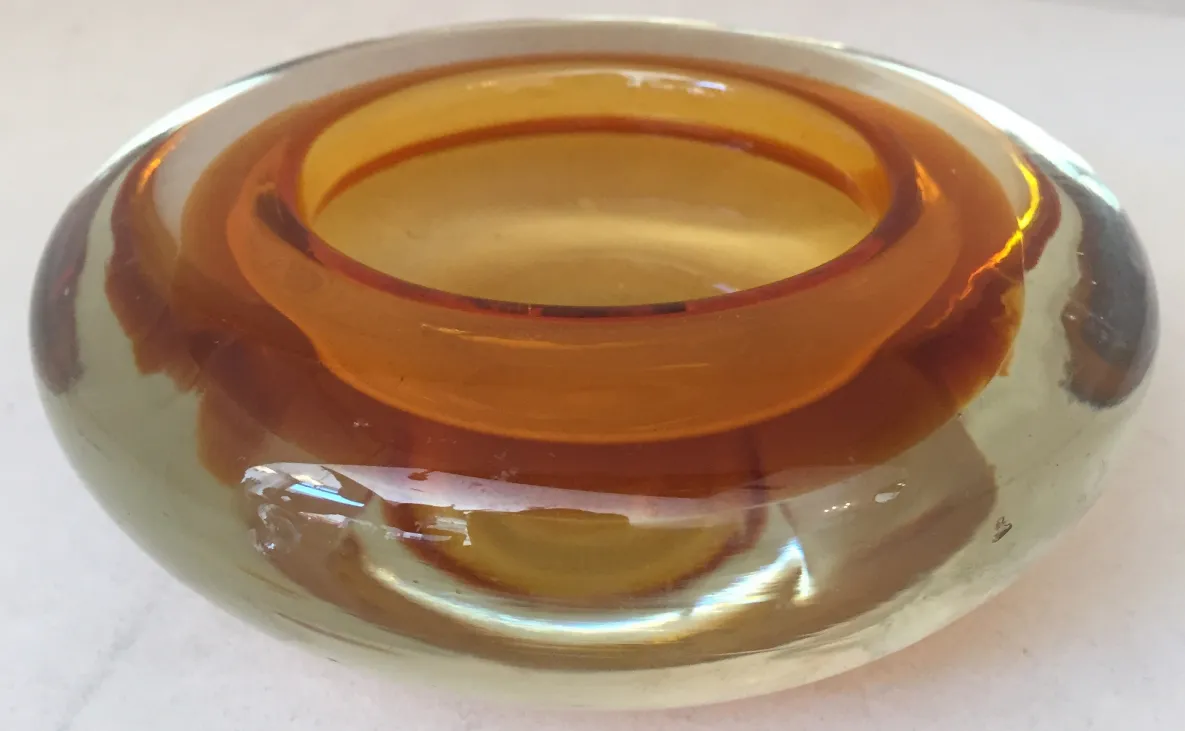 bol en cristal de murano aux teintes ambrées et ocre