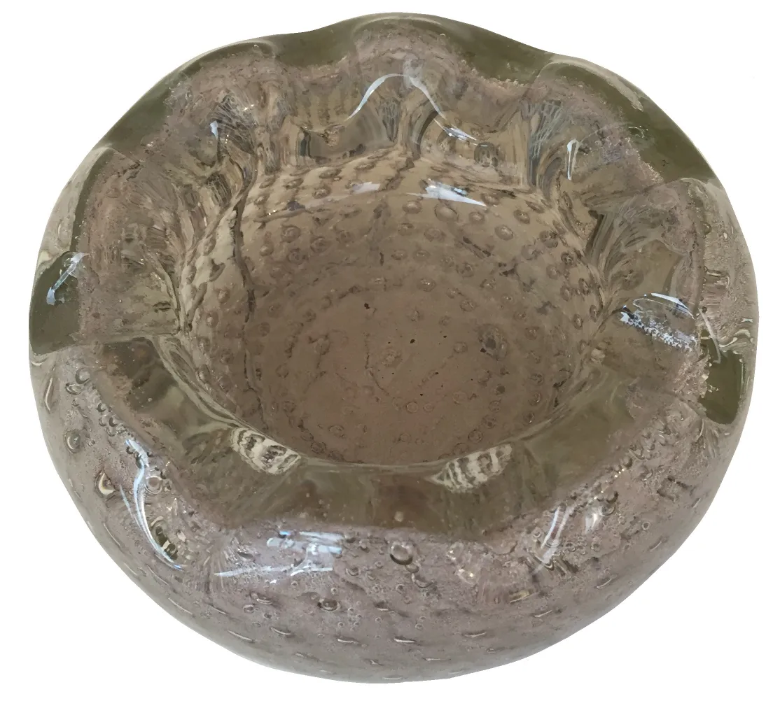 murano-glashalbschale in organischer form mit blasen