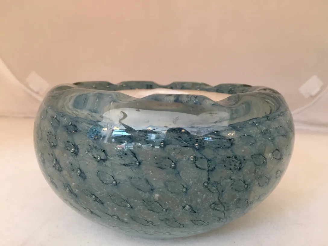 tigela antiga de cristal de murano com bolhas