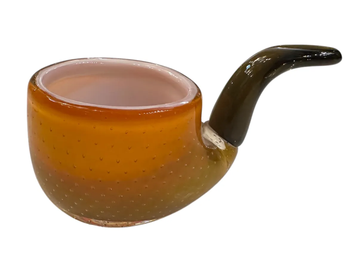 cachimbo antigo de cristal de murano em âmbar