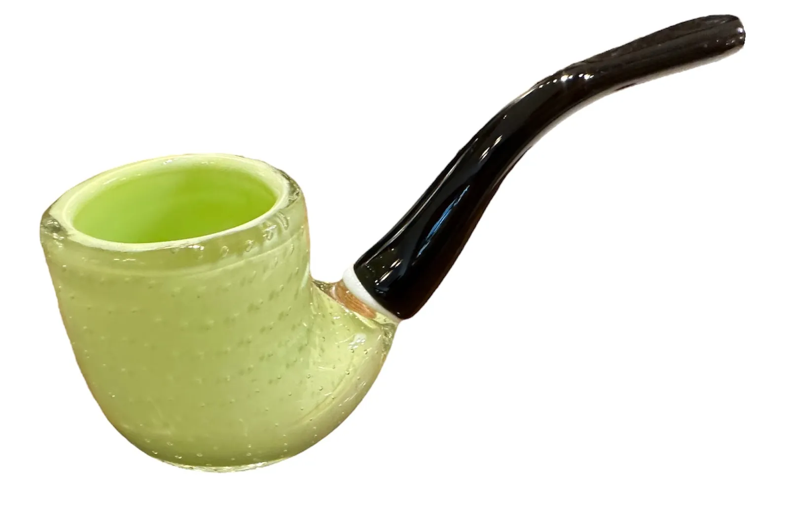 antica pipa di vetro di murano verde con dettagli