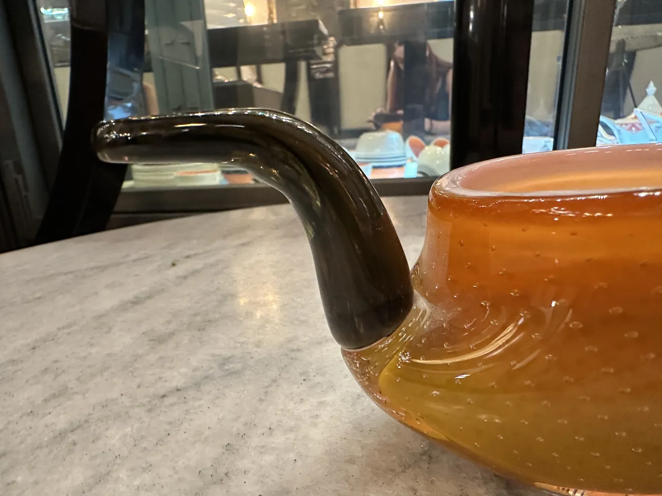 antico vetro di murano giallo con manico