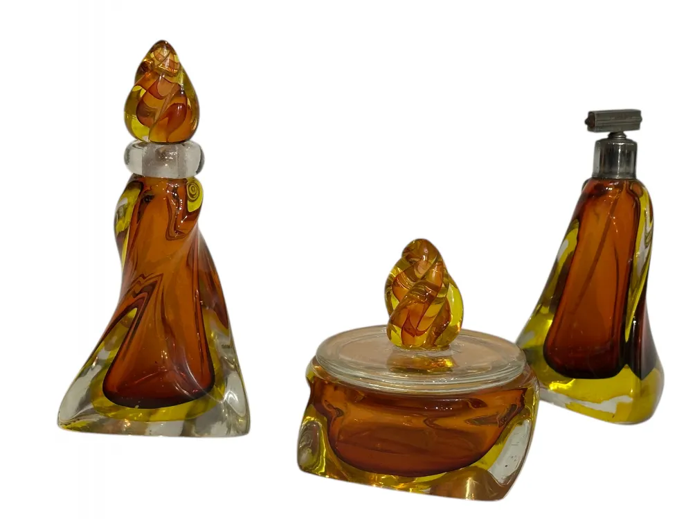 Élégant cristal de Murano ancien en tons jaunes