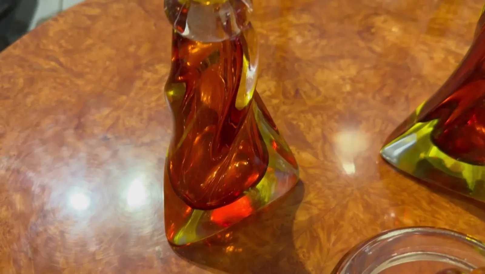 antique piece of murano glass in warm tones