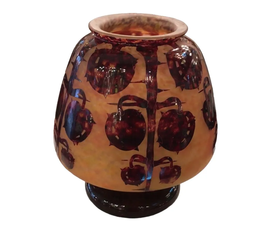 Antique signed glass Le Verre decorated with patterns