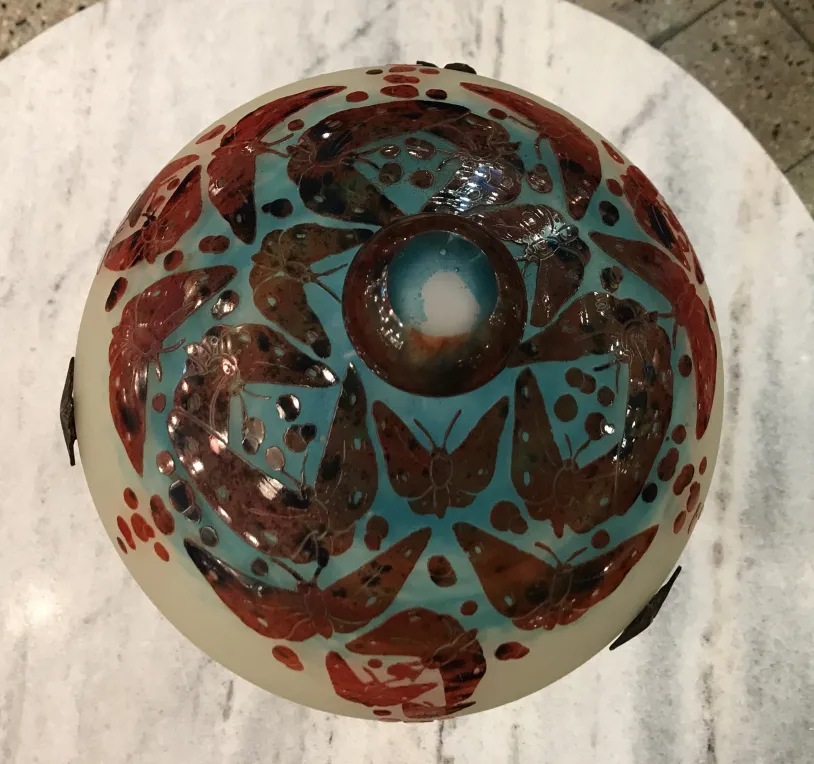 Glass featuring vibrant decorative butterflies