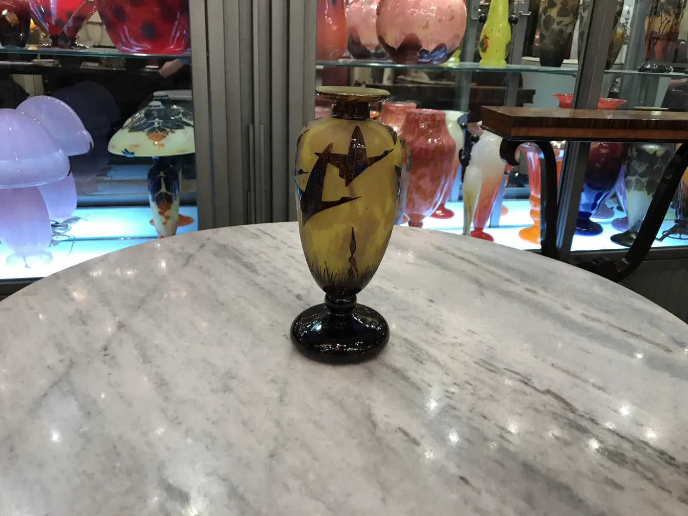 Antique vase with decorations and signed