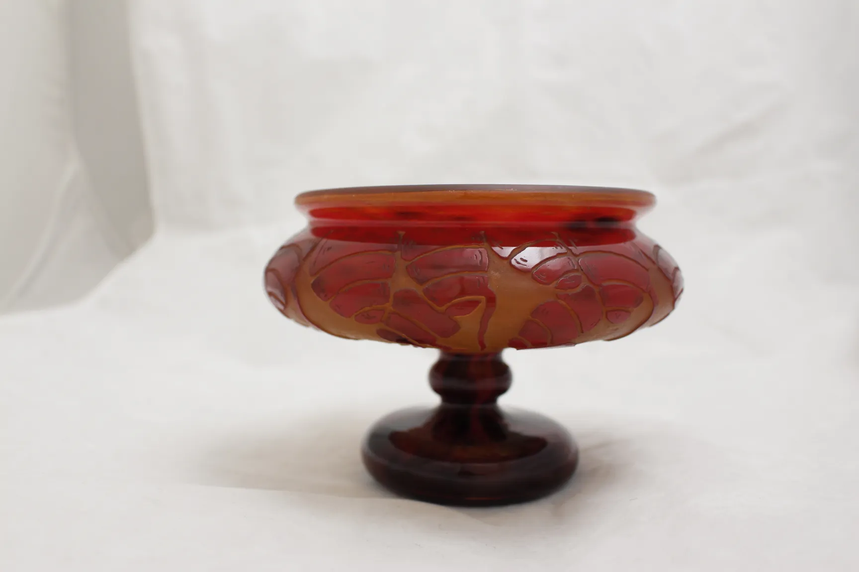 Antique signed glass with red and gold decoration.