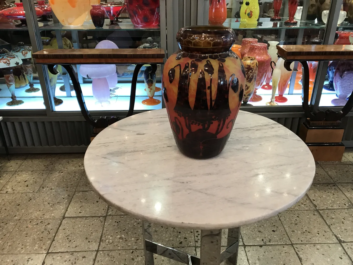 vase avec signature, couleurs vives, antiquité