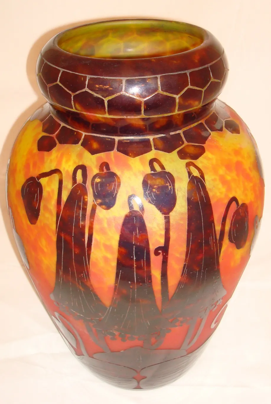 Antique signed glass le verre piece with colorful design