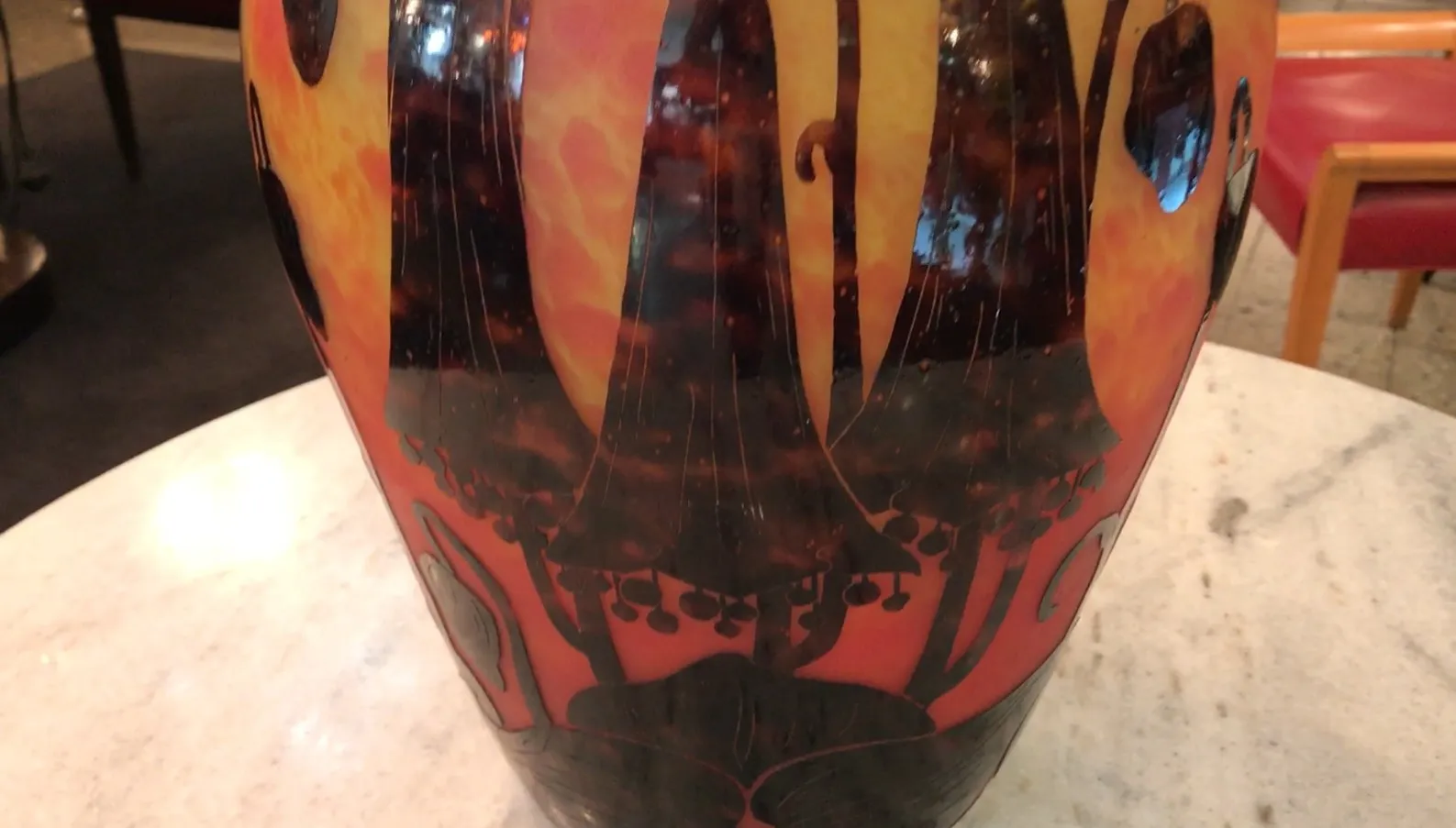 antique signed glass le verre with colorful artistic design