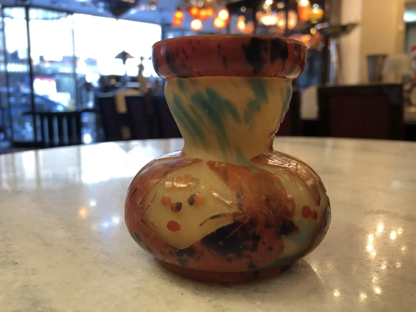 古董签名玻璃Le Verre，带艺术装饰