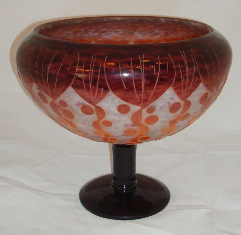 vetro firmato le verre con design decorativo in ambra