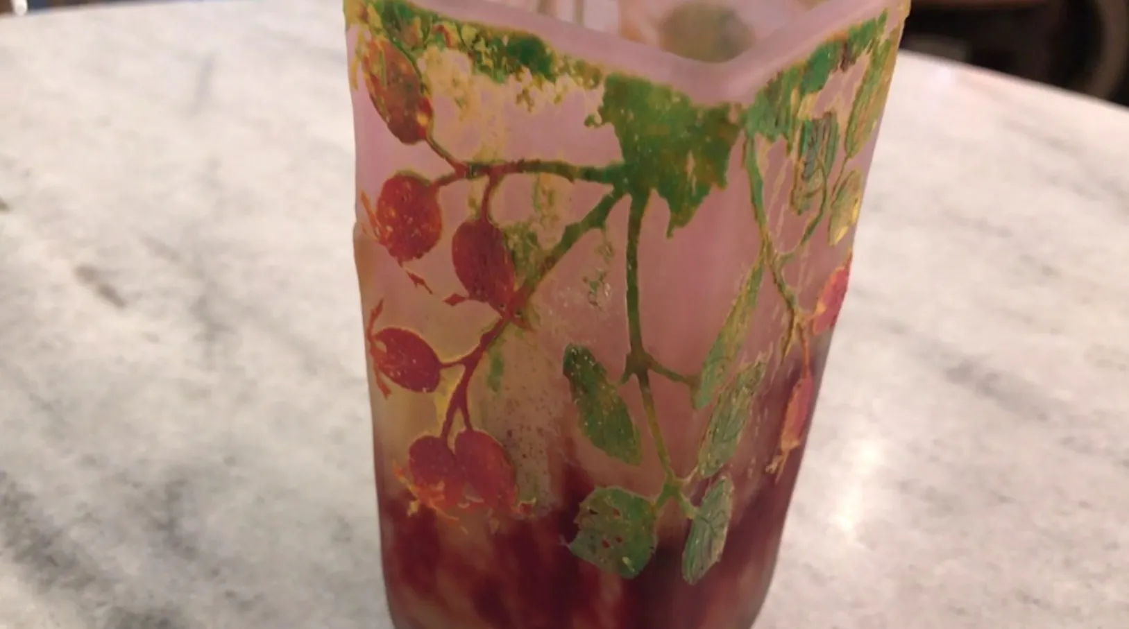 Antique signed glass Daum Nancy with colorful details