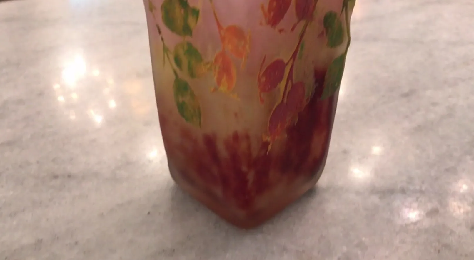 antique signed glass by Daum Nancy with colorful designs