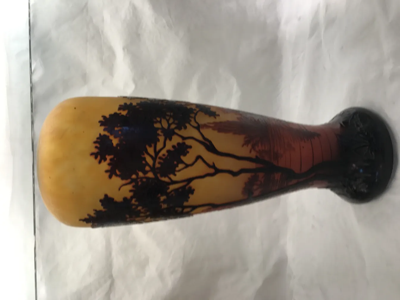vase aus signiertem glas daum nancy mit natürlichem landschaft