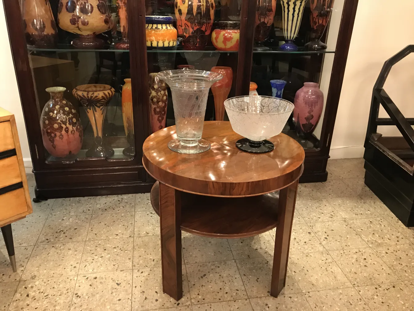 vidrio antiguo con firma daum nancy, decoraciones visibles