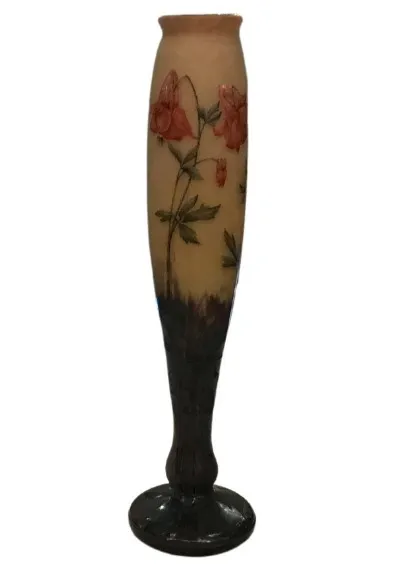 Vidro antigo assinado Daum Nancy com desenho floral