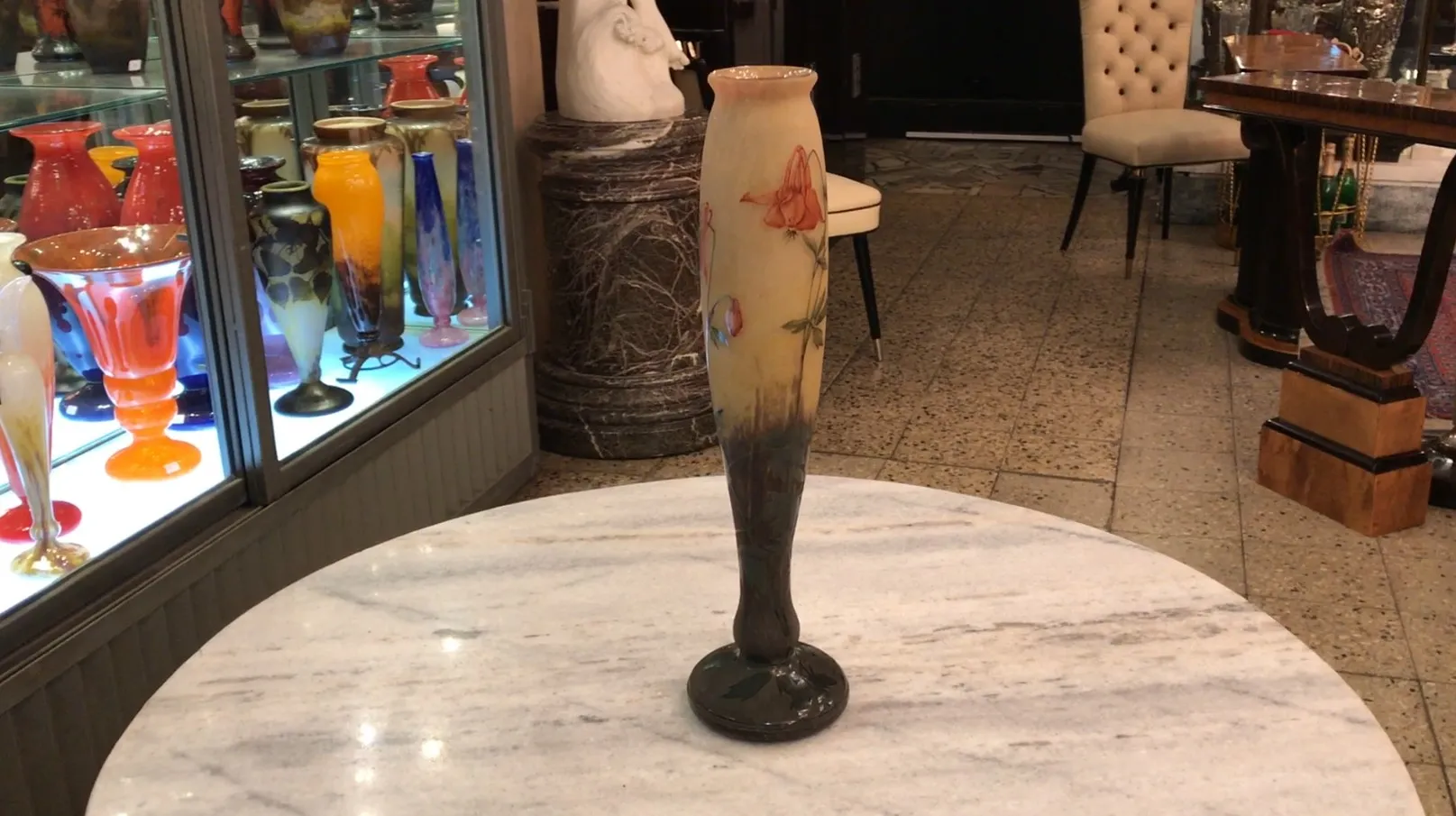 古董签名玻璃花瓶，达姆南希