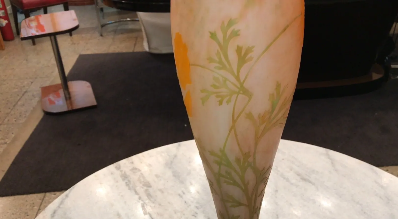 signed vintage glass daum nancy with floral decoration