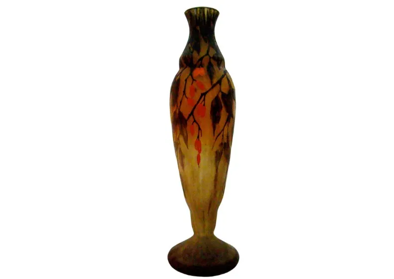 vetro antico a forma di fiore stilizzato con tonalità calde