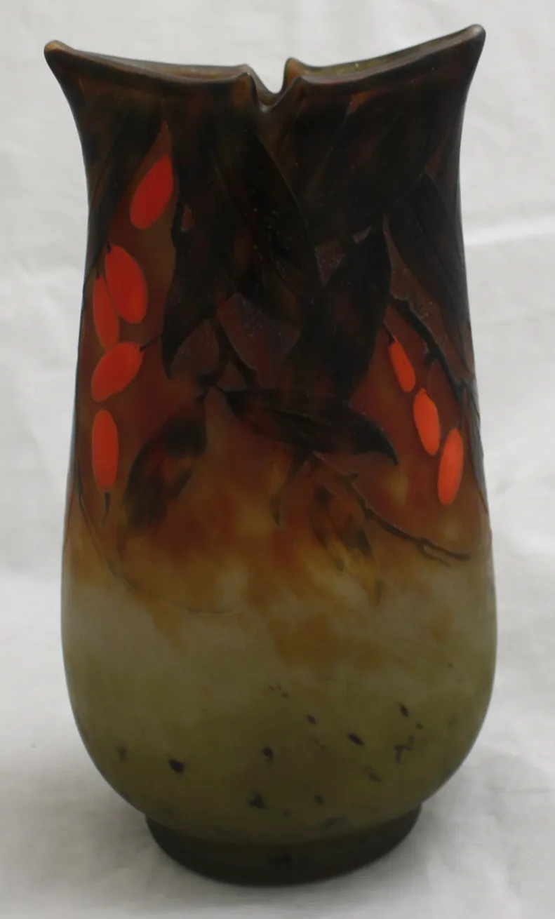 Signed Daum Nancy glass with multicolored decorative design