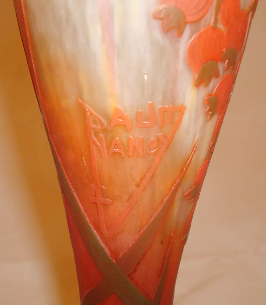 Antique signed glass by Daum Nancy with decorative patterns