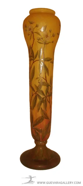 antique vase with floral design signed glass daum nancy