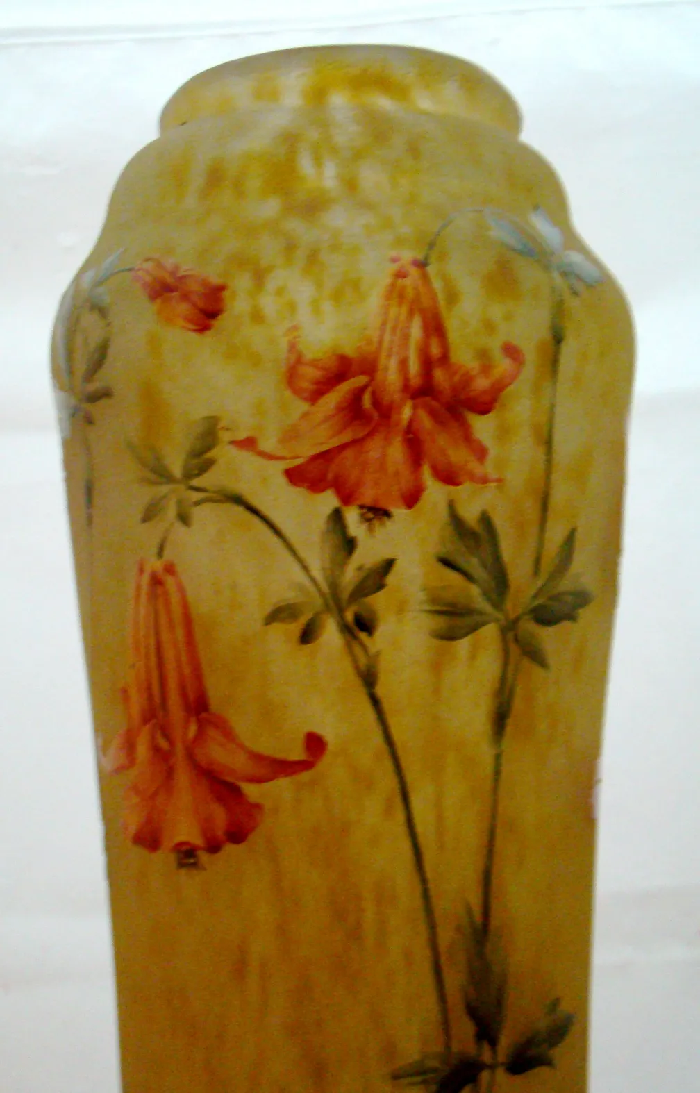 Antique vase with signed Daum Nancy glass and flowers