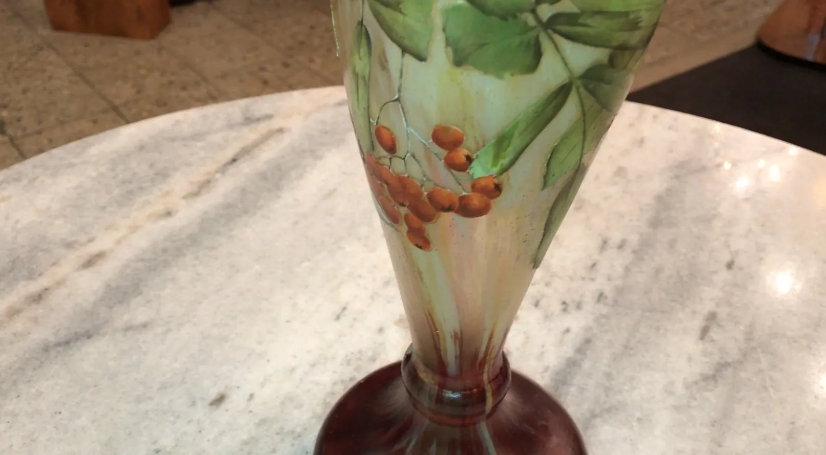 signed glass by daum nancy featuring leaves and berries