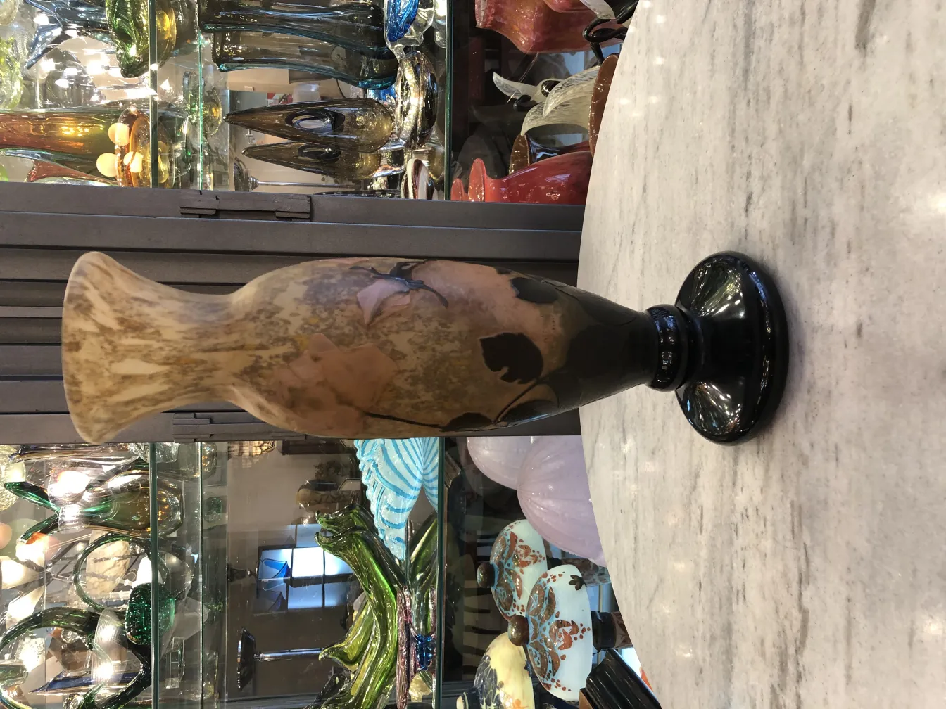 Antique signed Daum Nancy vase in brown hues