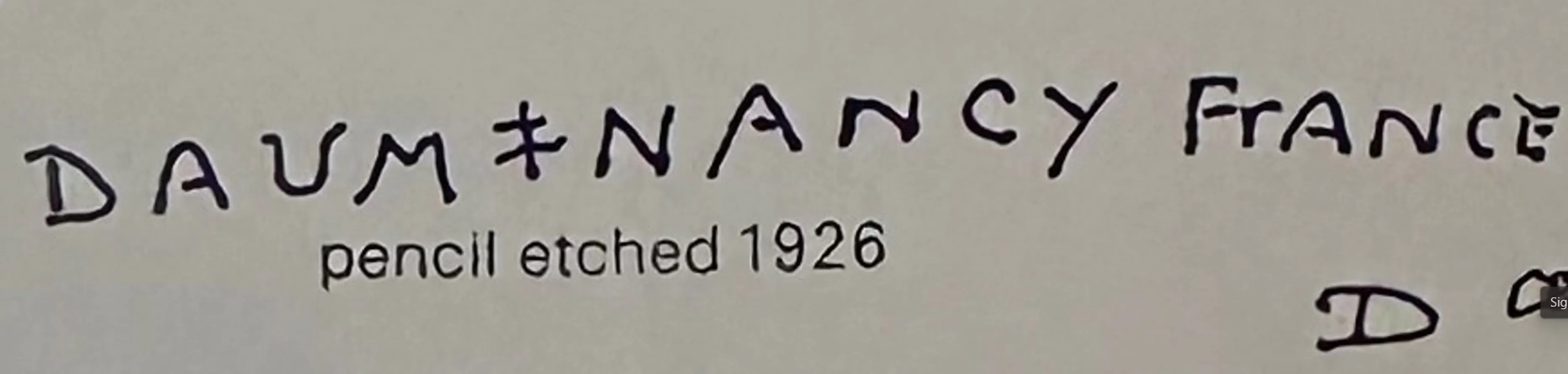 Verre ancien signé Daum Nancy avec signature claire