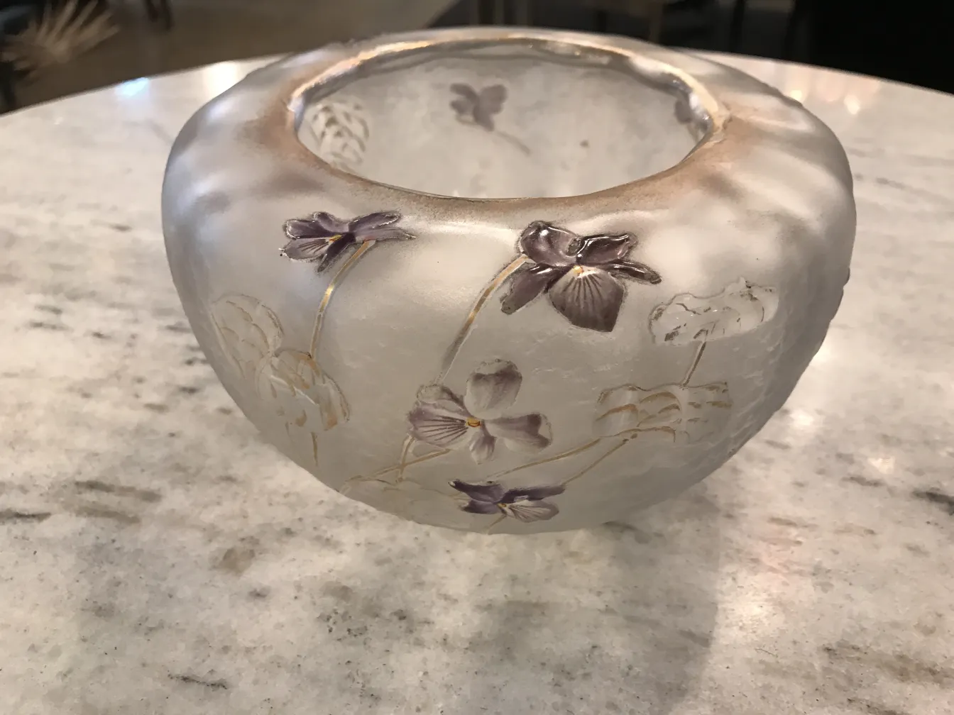 Antique signed glass Daum Nancy decorated with flowers