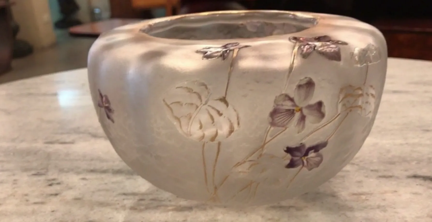Antique glass with carved flowers Daum Nancy