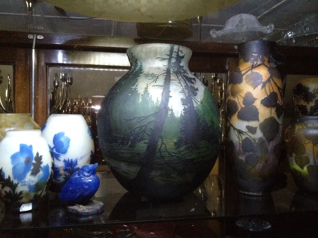 vidrio firmado daum nancy con paisaje pintado antigüedades