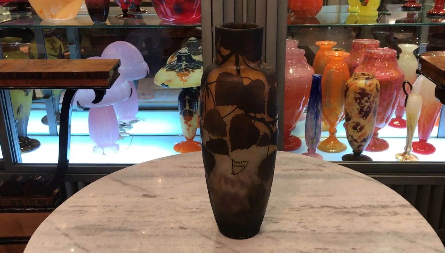 antique vase signed daum nancy with natural design