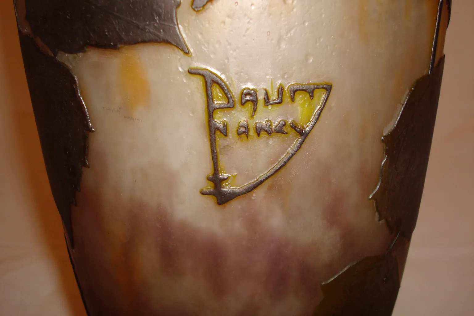 antique glass with daum nancy signature, neutral background, subtle details