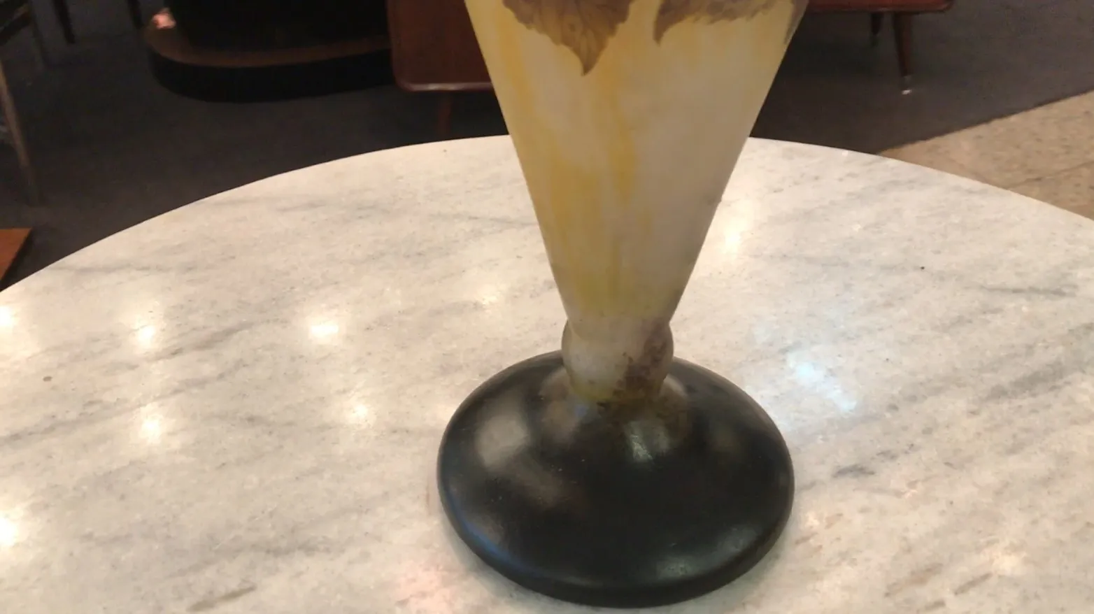 Antique signed glass by Daum Nancy, featuring a base