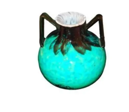 Antique glass with handles, Daum Nancy style, aqua color