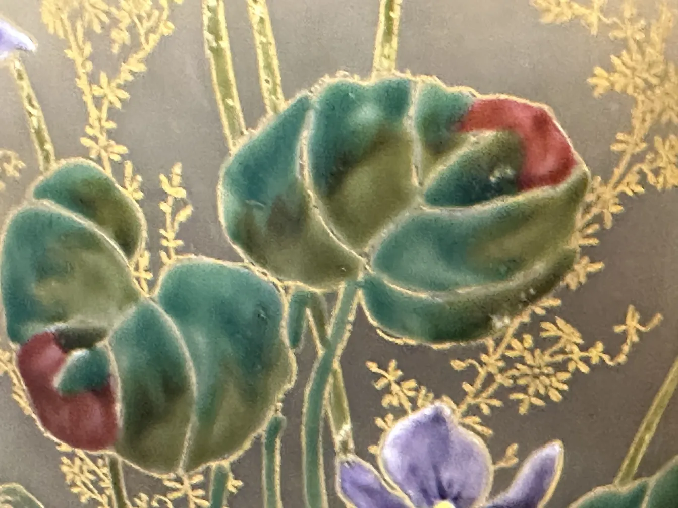 Glass signed Daum Nancy with antique flower designs