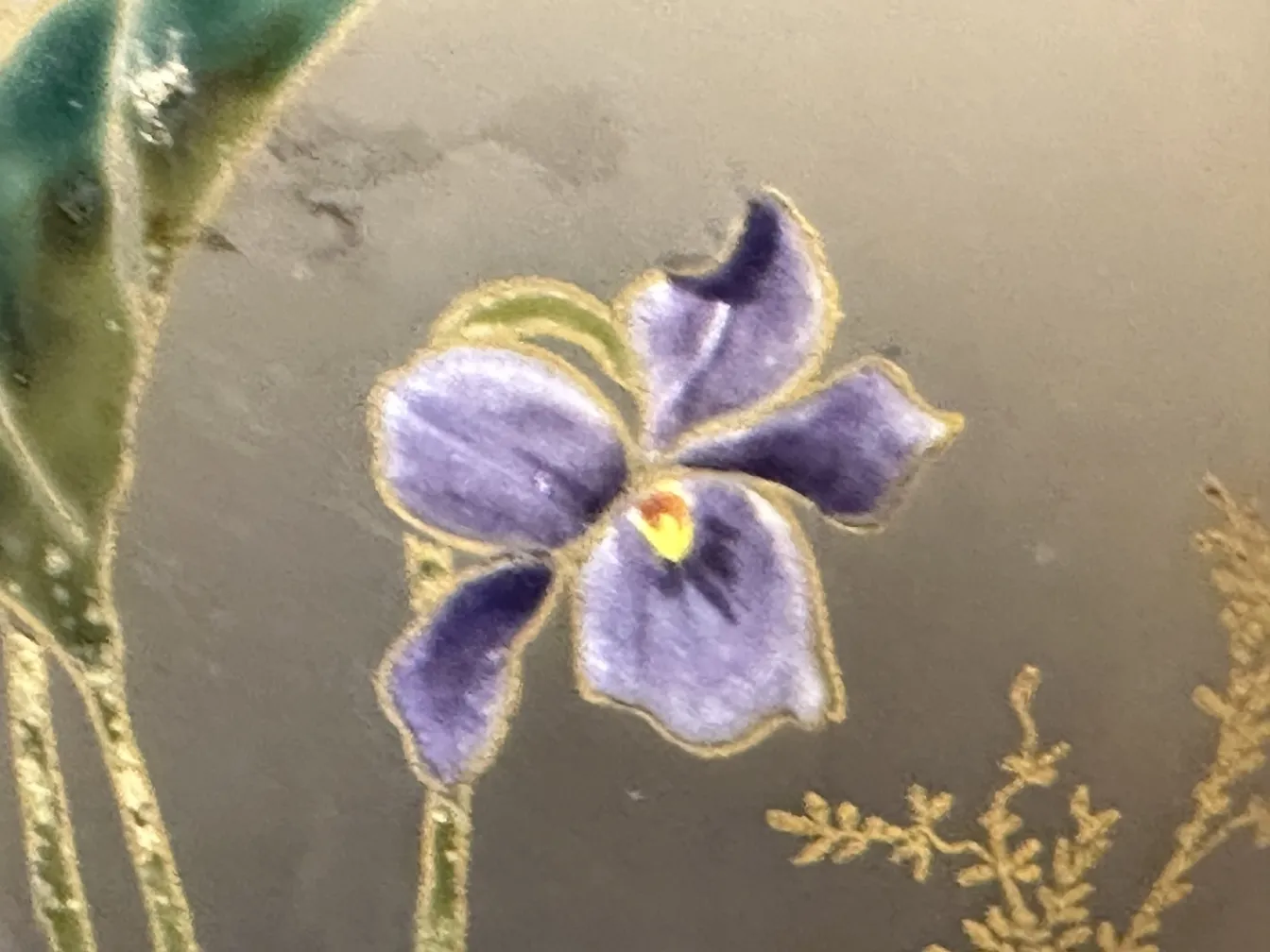 Vetro antico firmato Daum Nancy con fiore blu