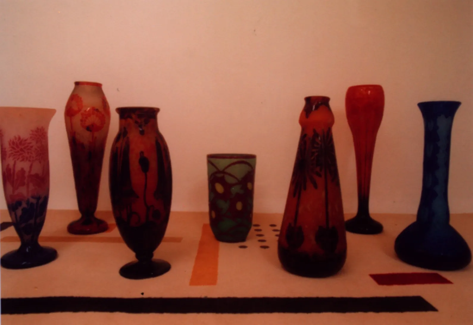 antique signed Charder glass in various colors