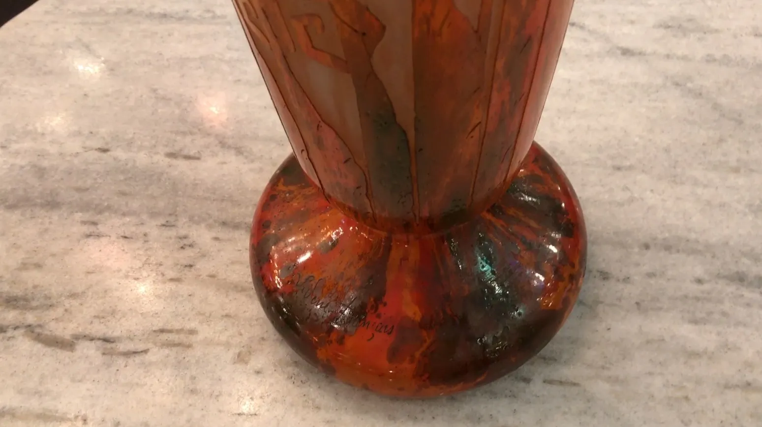 Antique signed glass Charder with artistic design