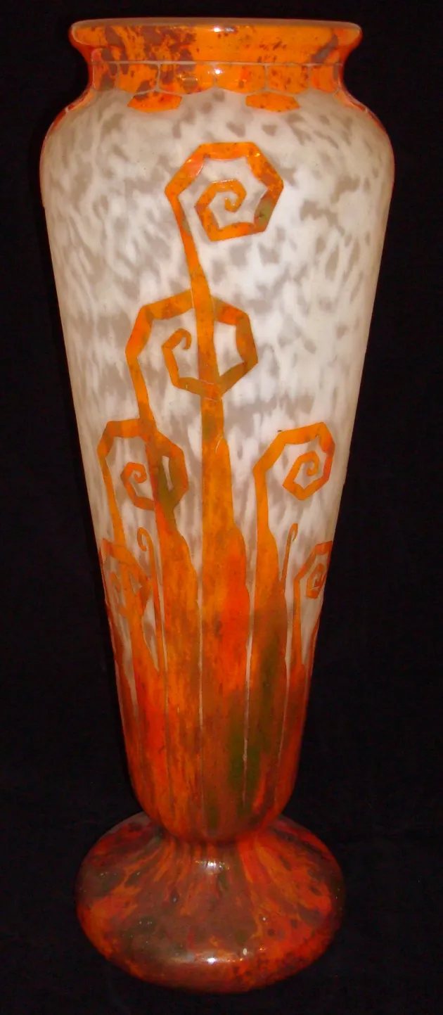 vase of antique signed glass Charder with colorful design