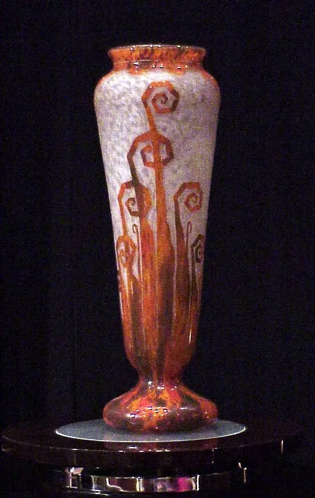 Antique signed glass Charder with unique design and vibrant colors.