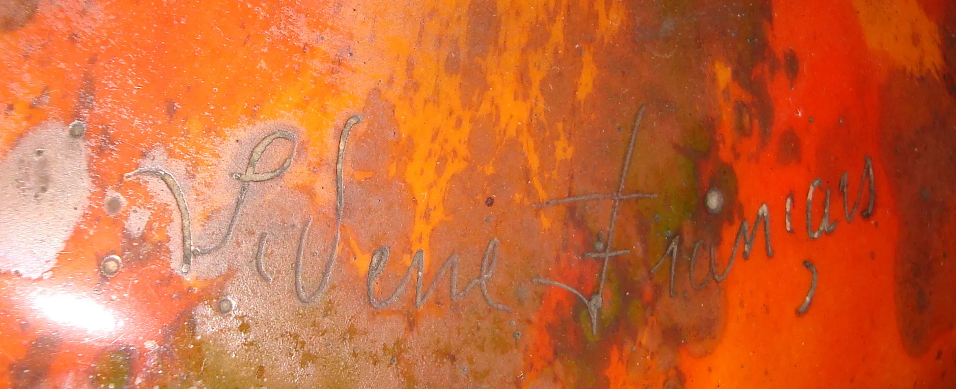 サイン入りグラスCharder、カラフルなデザイン、アンティーク