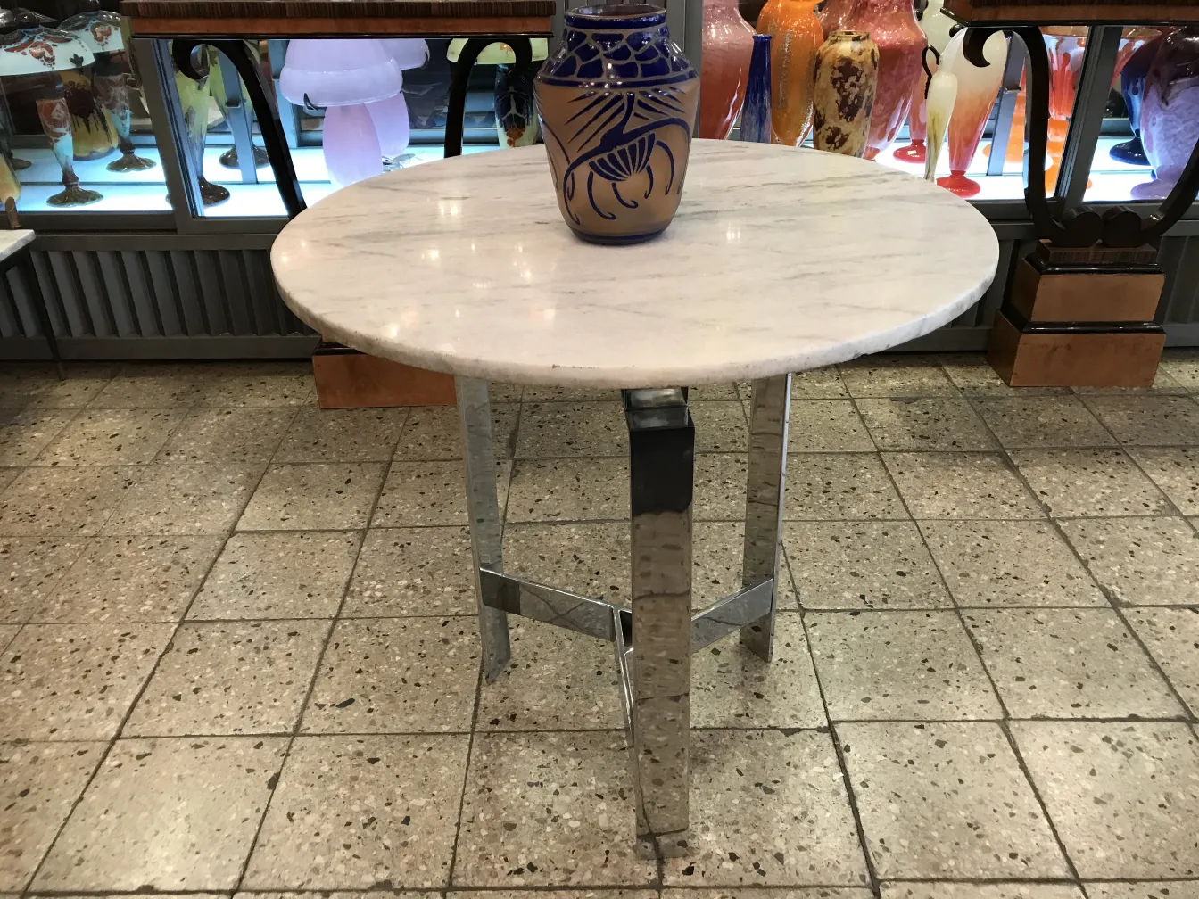 vidrio firmado Charder antiguo, decorado con diseño